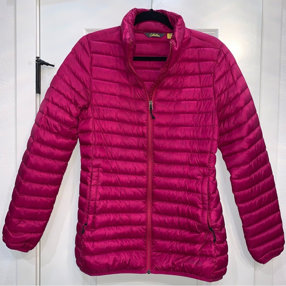 Cabela’s Duck Down Insulated Long Sleeve Puffer Jacket Pink size Small